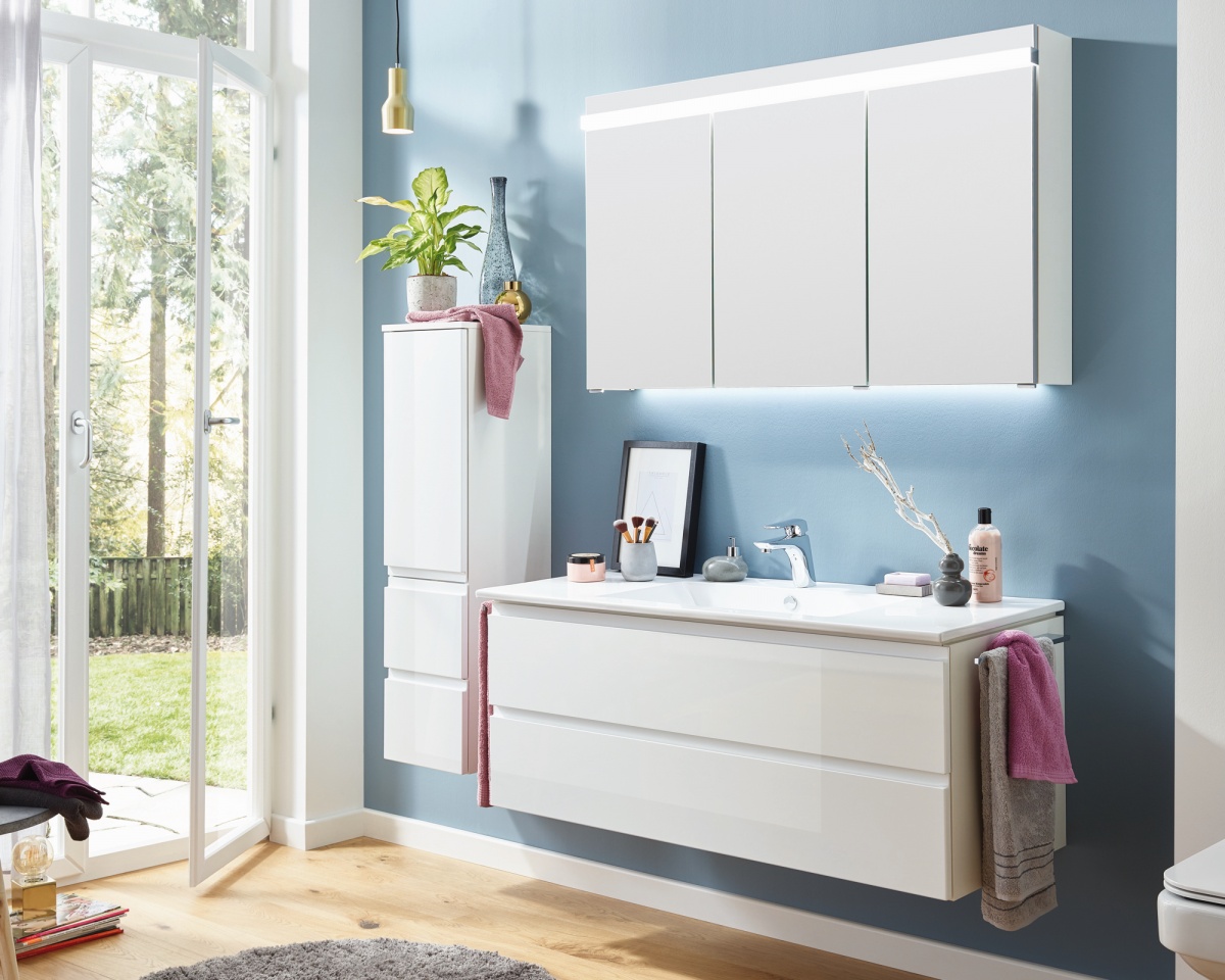 Ace1000(672/161) Комплект мебели Puris Ace, 1000 мм, цвет белый высокоглянцевый