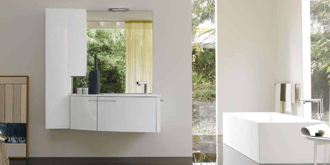 Комбинация ванной комнаты SY17 в отделке K39 Bianco Ceramicato/141 Bianco лак глянц. MILLDUE SYMI SYMI17 - Вид №1