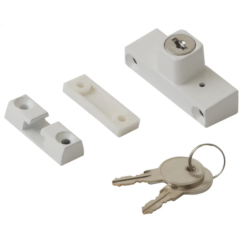 Блокиратор оконный с ключом 2.2x6 см, сталь, цвет белый Santreyd STLM-2007976 - Вид №2