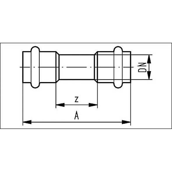 69827089 SANHA 98270 пресс-фит. нерж.сталь, муфта двойн.ВПр-ВПр 88,9 мм  - Вид №1