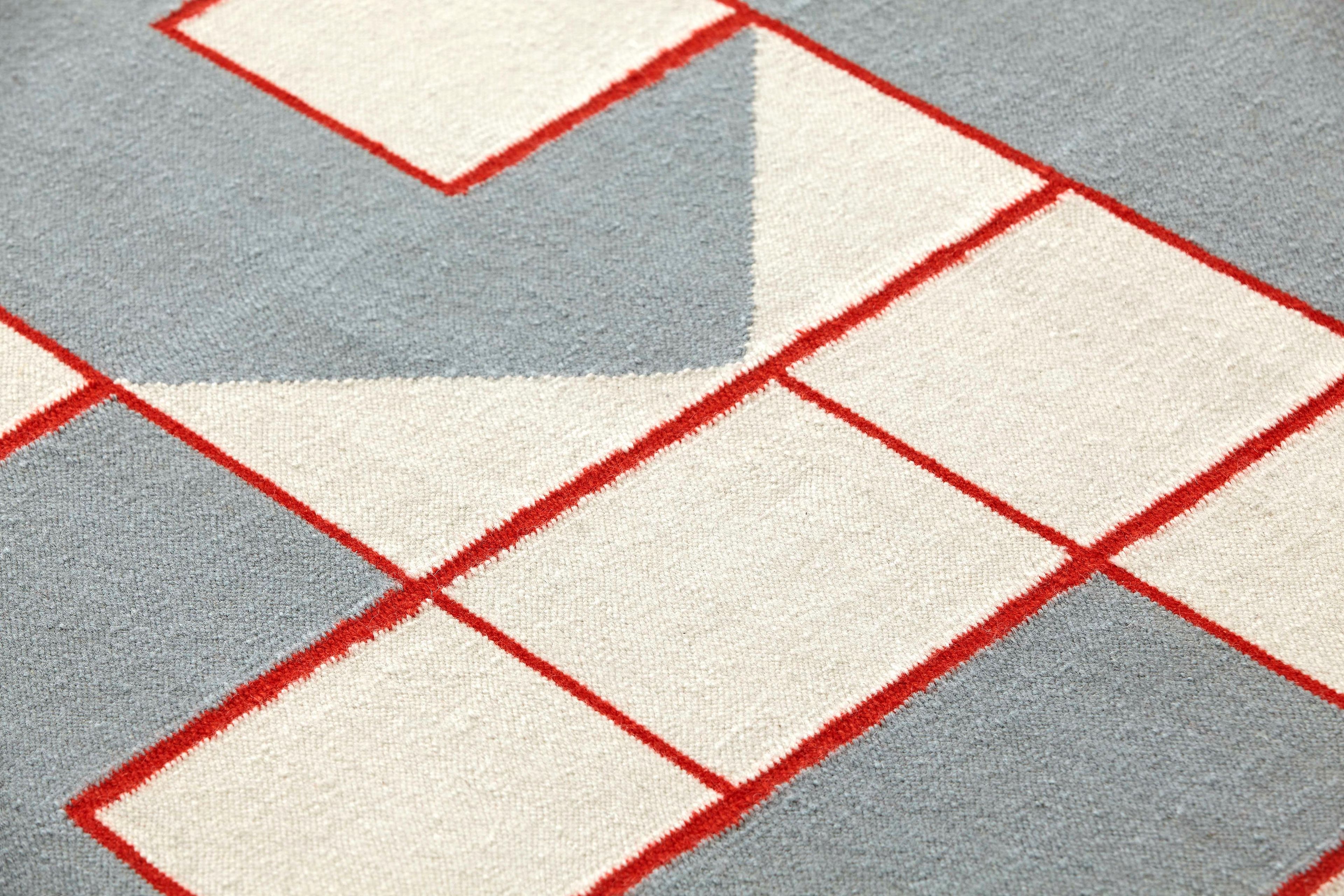 Прямоугольный ковер ручной работы из шерсти с геометрическим рисунком GAN ARCH-00148331