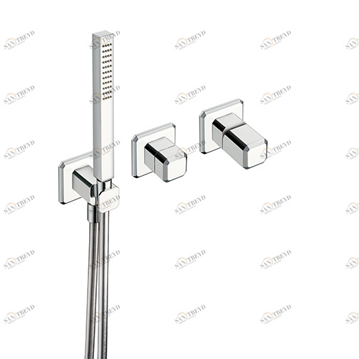 CRIIT602 Внешние части смесителя для ванны / душа для CRICS100 (правая сторона) - CRICS101 (левая сторона) с переключателем на 2 выпускных отверстия, ручным душем из латуни с защитой от известкового налета, гибким шлангом LONG LIFE Cristina Rubinetterie 