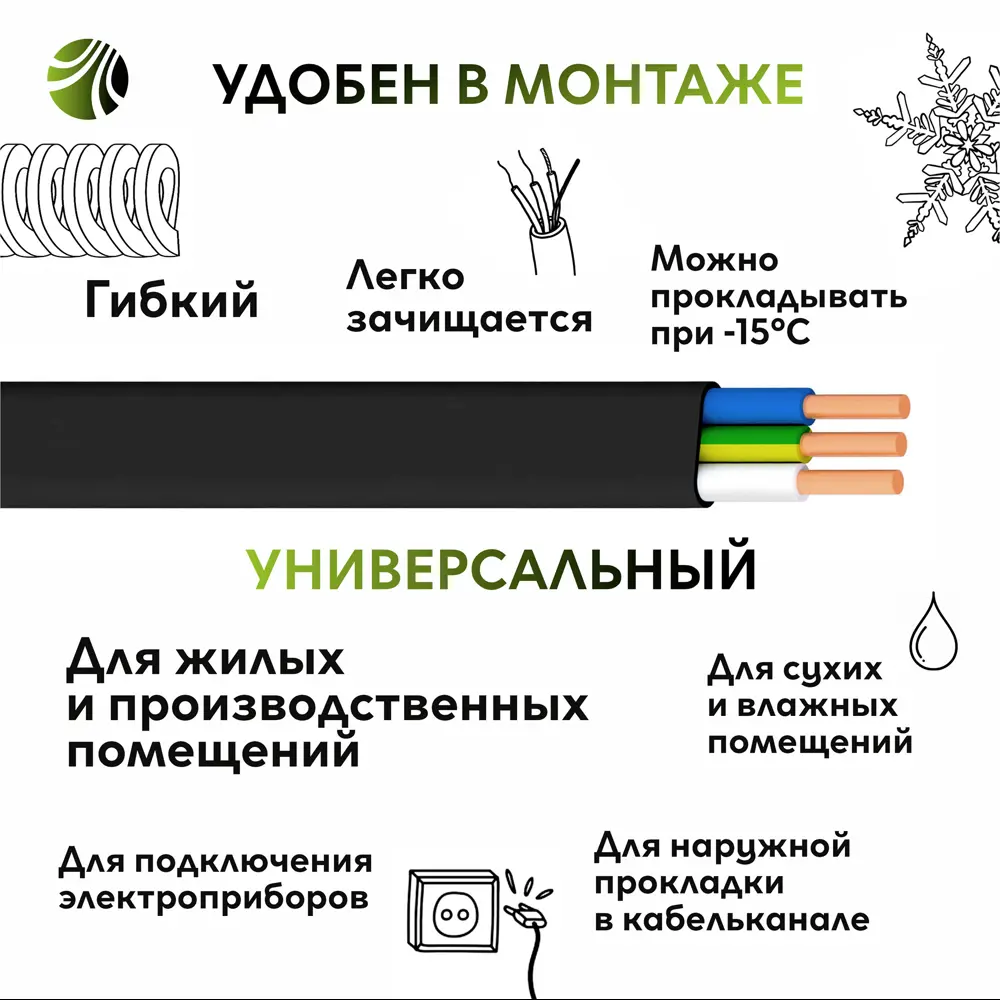 Кабель Ореол ВВГпнг(А)-LS 3x1.5 100 м ГОСТ 83234894 STLM-2120562  - Вид №2