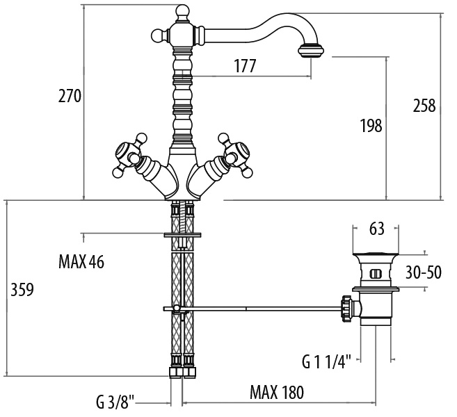 1230012V0br Смеситель Gattoni Vivaldi Santreyd - Вид №1