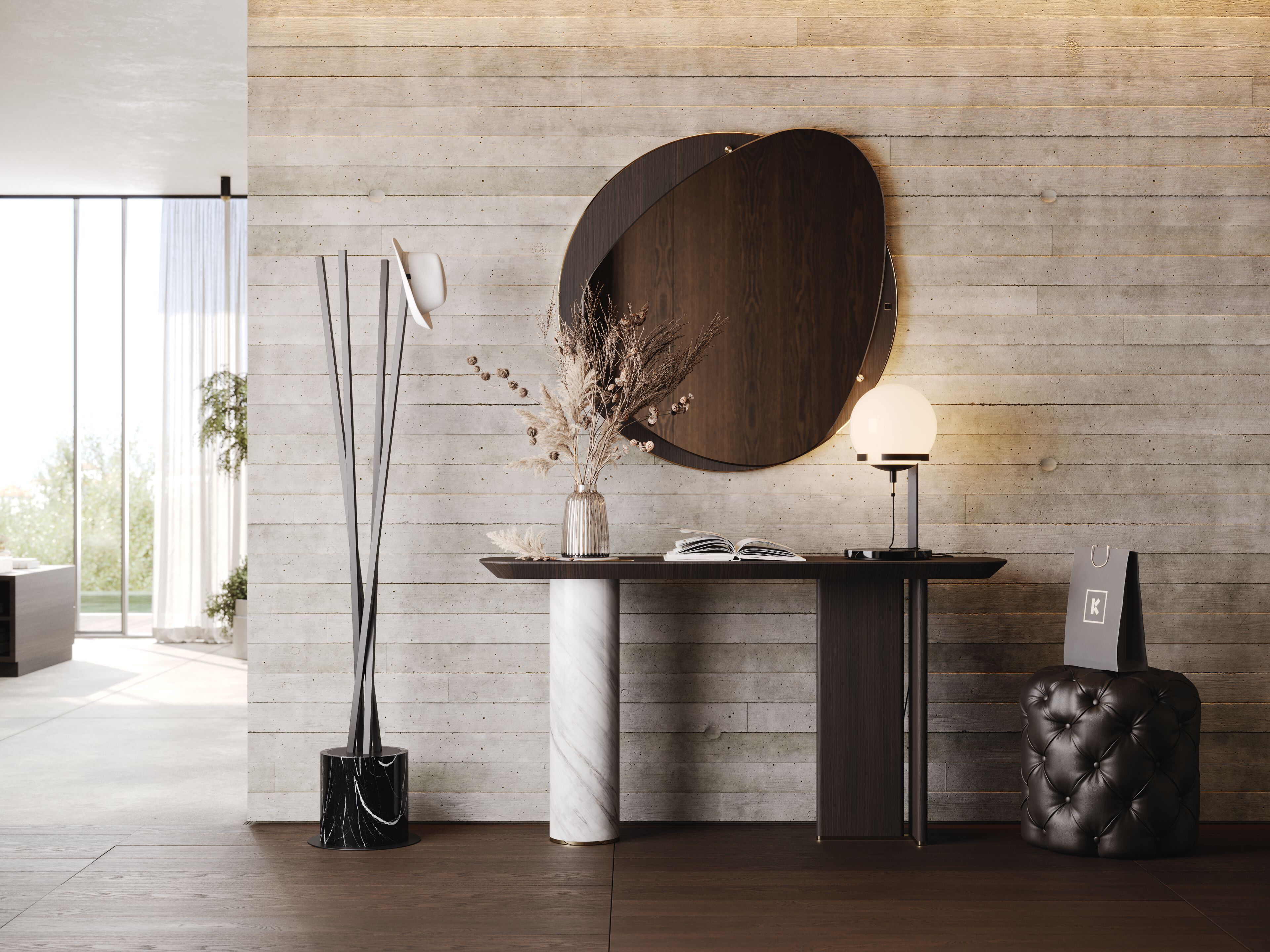 Консоль из мрамора и дерева Laskasas холст ARCH-00071071 - Вид №2