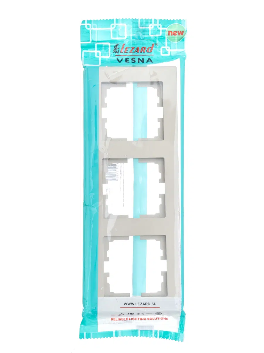 VESNA Рамка 3-ая вертикальная без вст титан LEZARD 742-3700-153 - Вид №3