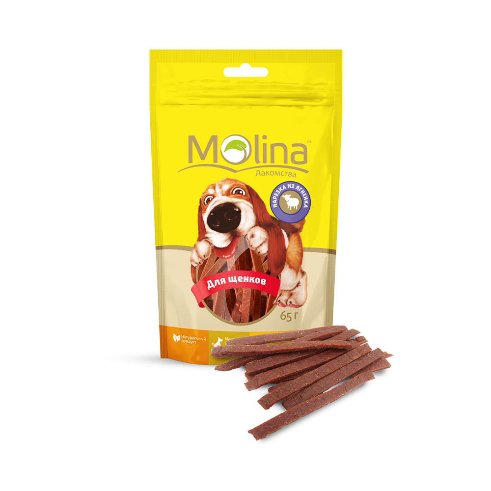 ПР0058725 Лакомство для щенков Нарезка из ягненка 65г Molina 