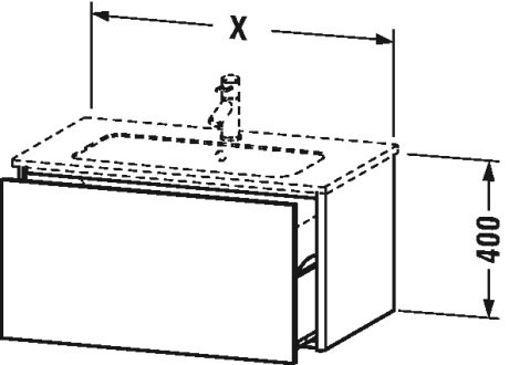 XS407109191 Тумбочка подвесная XSquare #XS4071 610 x 478 мм Серо-коричневый декор Duravit - Вид №3