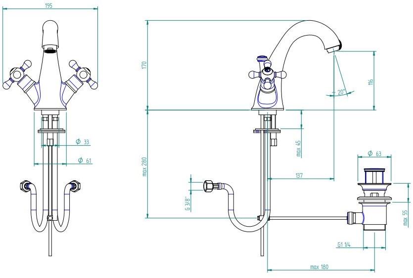 ZAZZERI Смеситель для раковины на столешнице с одним отверстием Mille sun-id-1434092 - Вид №2
