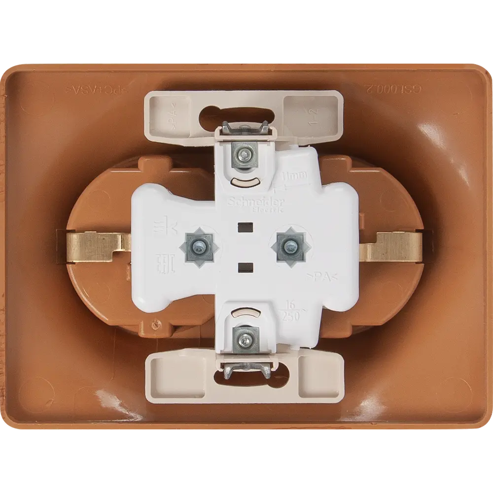 Розетка двойная встраиваемая Schneider Electric Glossa с заземлением цвет дуб SYSTEME ELECTRIC STLM-2085956 - Вид №3