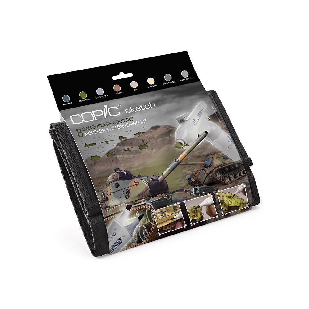 21075408 Sketch набор маркеров 9 цв. кисть/перо скошенное камуфляжные цвета 8цв + блендер Copic 