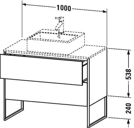 XS492103939 Тумбочка для консоли напольная XSquare #XS4921 1000 x 548 мм Скандинавский белый шелковисто-матовый лак Duravit - Вид №1