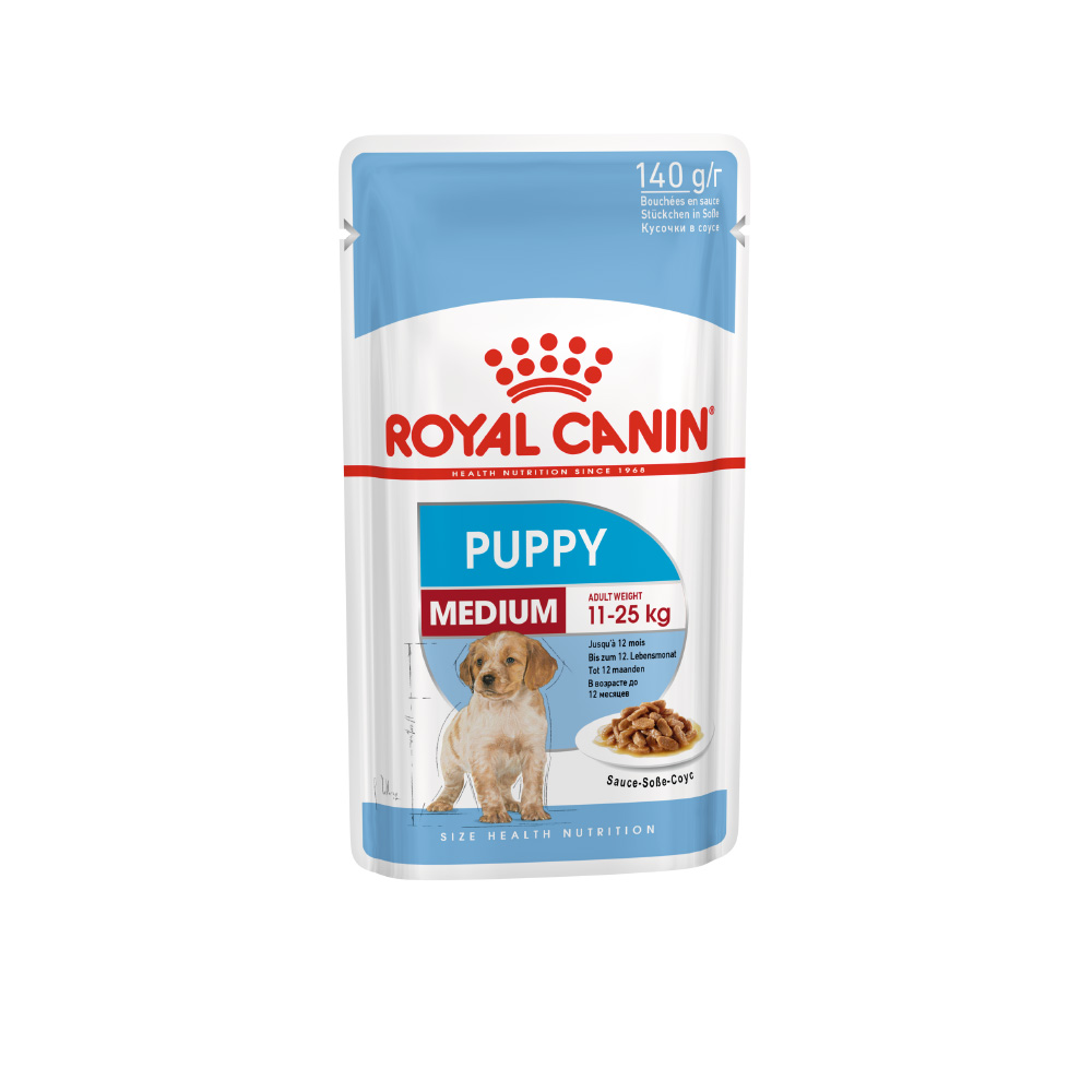 ПР0048346 Корм для щенков Medium Puppy для средних пород 11-25кг, соус пауч 140г ROYAL CANIN 