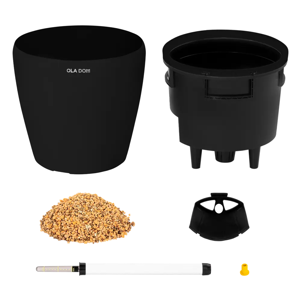 Кашпо Oladom Deluxe Ø36 h32.5 см v16 л пластик черный с автополивом Santreyd STLM-2041966 - Вид №1