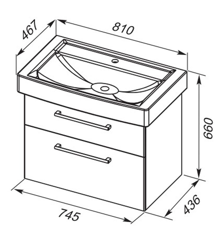 77.0007W Тумба под раковину Dreja Qmax  - Вид №1