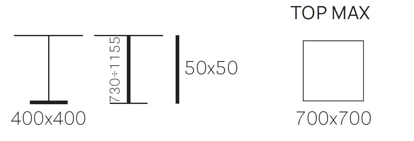 Квадратный стол с регулируемой высотой из нержавеющей стали Pedrali нержавеющая сталь ARCH-00126569 - Вид №2