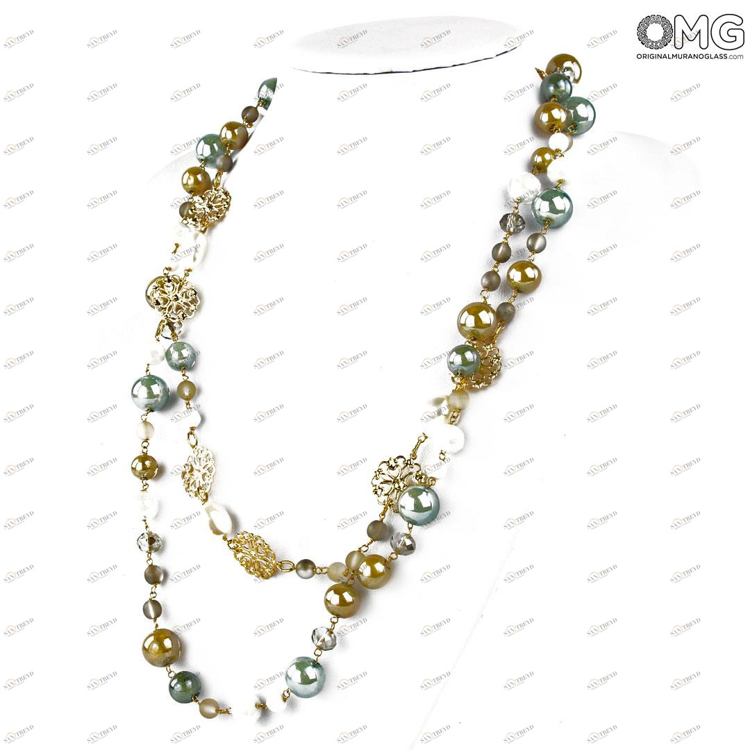 3810 ORIGINALMURANOGLASS Колье в два ряда Кристалл - Коллекция Antica Murrina - муранское стекло OMG 116 см 
