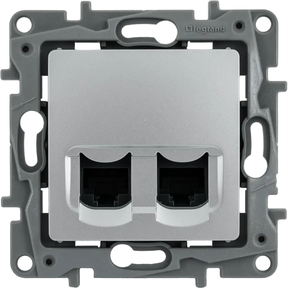 Компьютерная розетка Legrand Etika двойная RJ45 Cat 5e алюминий 82496551