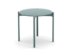 Круглый алюминиевый и стеклянный садовый столик