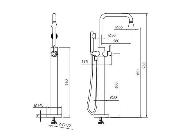 Смеситель для ванны из нержавеющей стали JEE-O конус ARCH-00006014 - Вид №2