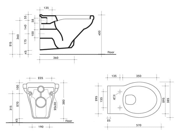 Керамический подвесной туалет In Stock Bleu Provence ARCH-00031433 - Вид №2