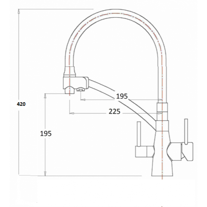 Zorg ZR 338-8 YF Смеситель для кухни Zorg 420х225 мм  - Вид №2
