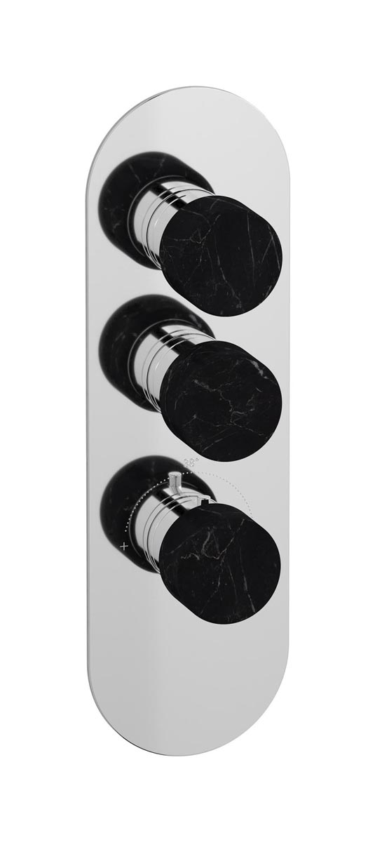 Комплект наружных частей термостата на 2 потребителей - вертикальная овальная панель с ручками Marmo WE ARE IB eua212ccnmr_2 Chrome Aqua