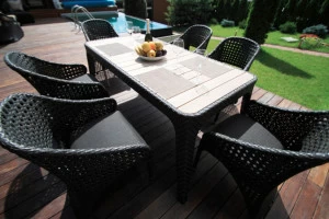 Обеденная группа черная, искусственный ротанг, на 6 персон Chaild BESTA FIESTA MELLIFLUOUS 044714 Черный