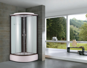 Душевая кабина NG- 6702-14 (1000х1000х2150) низкий поддон(26см) стекло ПРОЗРАЧНОЕ черные профиля