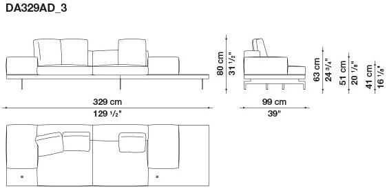 B&B Italia 3-х местный тканевый диван с шезлонгом Dock sun-id-1355318 - Вид №129