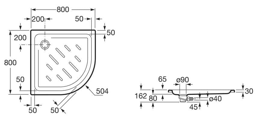 Акриловый нескользящий угловой поддон для душа Roca Easy ARCH-00093576 - Вид №1