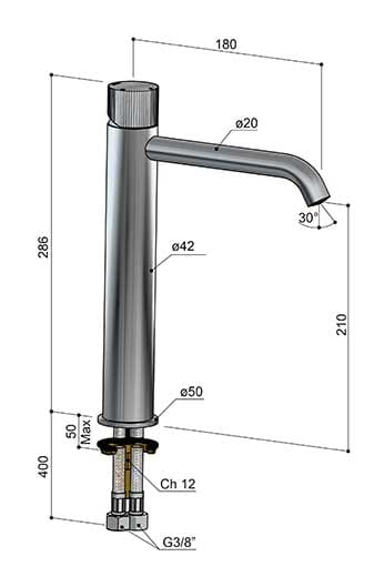 Латунный смеситель для раковины с высоким верхом Hotbath Guy ARCH-00029681 - Вид №2
