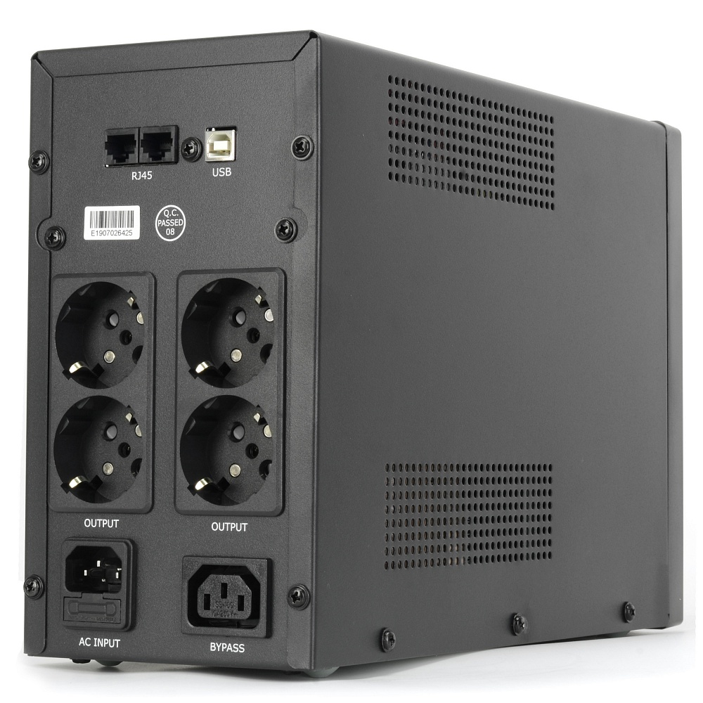CMU-SP1500EURO USB Ups 1500va/900w, металл, 2x12v/9ah, розетки 4*euro+1*iec bybass, трансформатор avr 140-290v, съёмный кабель 1.8 м, фильтр телефонной и ethernet линии rj-11/45, usb-порт, защита батареи, от перегрузки, от кз, по Crown Santreyd  - Вид №2