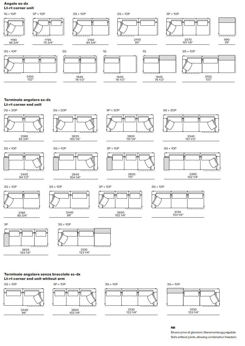Ткань изогнутый съемный диван Poliform Brera ARCH-00087714 - Вид №8