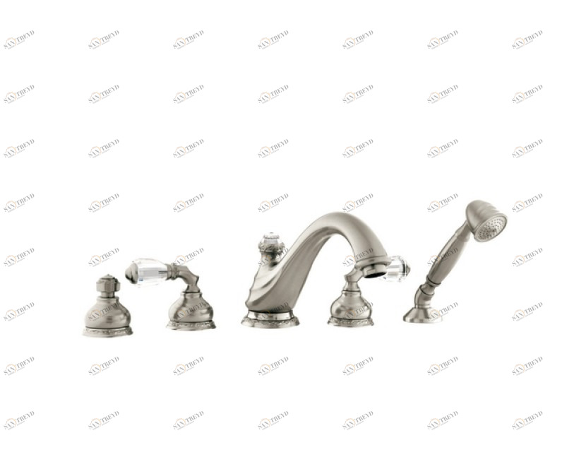 041616.A00.50 Набор для ванны с пятью отверстиями и кристаллами сваровски Яркий хром Mestre Austral