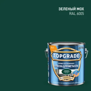 Грунт-эмаль по металлу 3 в 1 Topgrade гладкая цвет зеленый мох 2 л