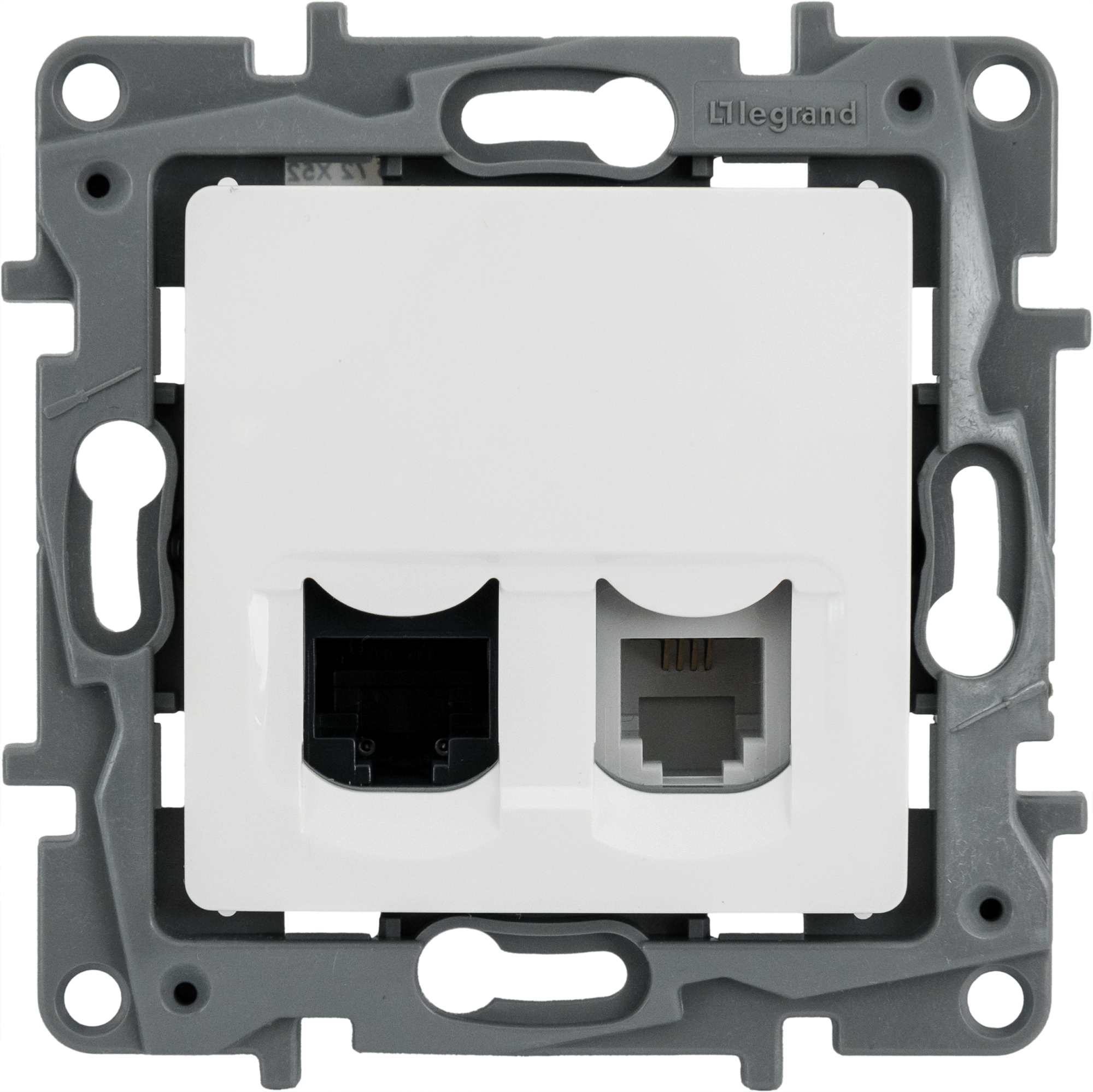Розетка Legrand Etika для телефона и компьютера с подключением RJ11/RJ45 82496523