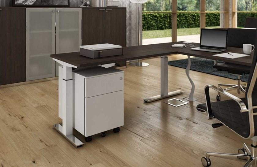 Bralco Угловой письменный стол из меламина с системой управления кабелями Winglet sun-id-1417073 - Вид №2