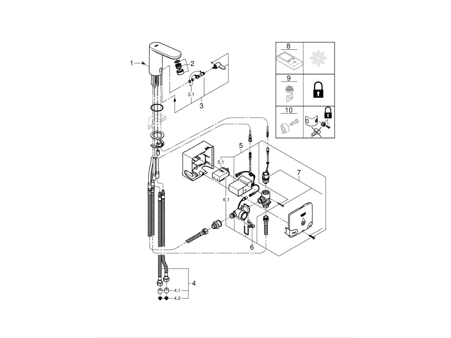 Электронный инфракрасный смеситель для раковины Grohe Eurosmart Cosmopolitan ARCH-00118377 - Вид №2