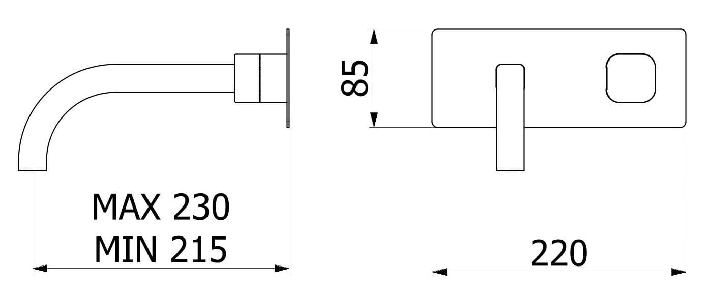 2 отверстия настенный однорычажный смеситель для раковины IB Elio ARCH-00041307 - Вид №22