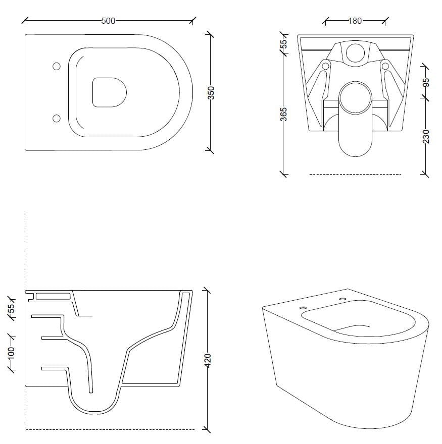 Керамический подвесной туалет Alice Ceramica Форма ARCH-00024333 - Вид №11
