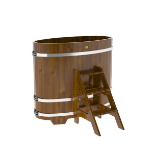 2254 Купель овальная из лиственницы Рустик 0,69х1,31х1,2 морёная Alyarus