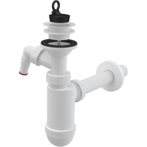 Сифон для умывальника DN32 со штуцером и пластмассовой peшeткой DN63