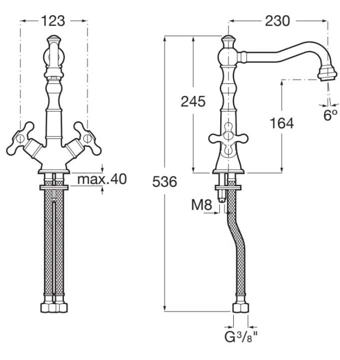 Смеситель для кухни из хромированной латуни с поворотным изливом Roca Carmen ARCH-00088509
