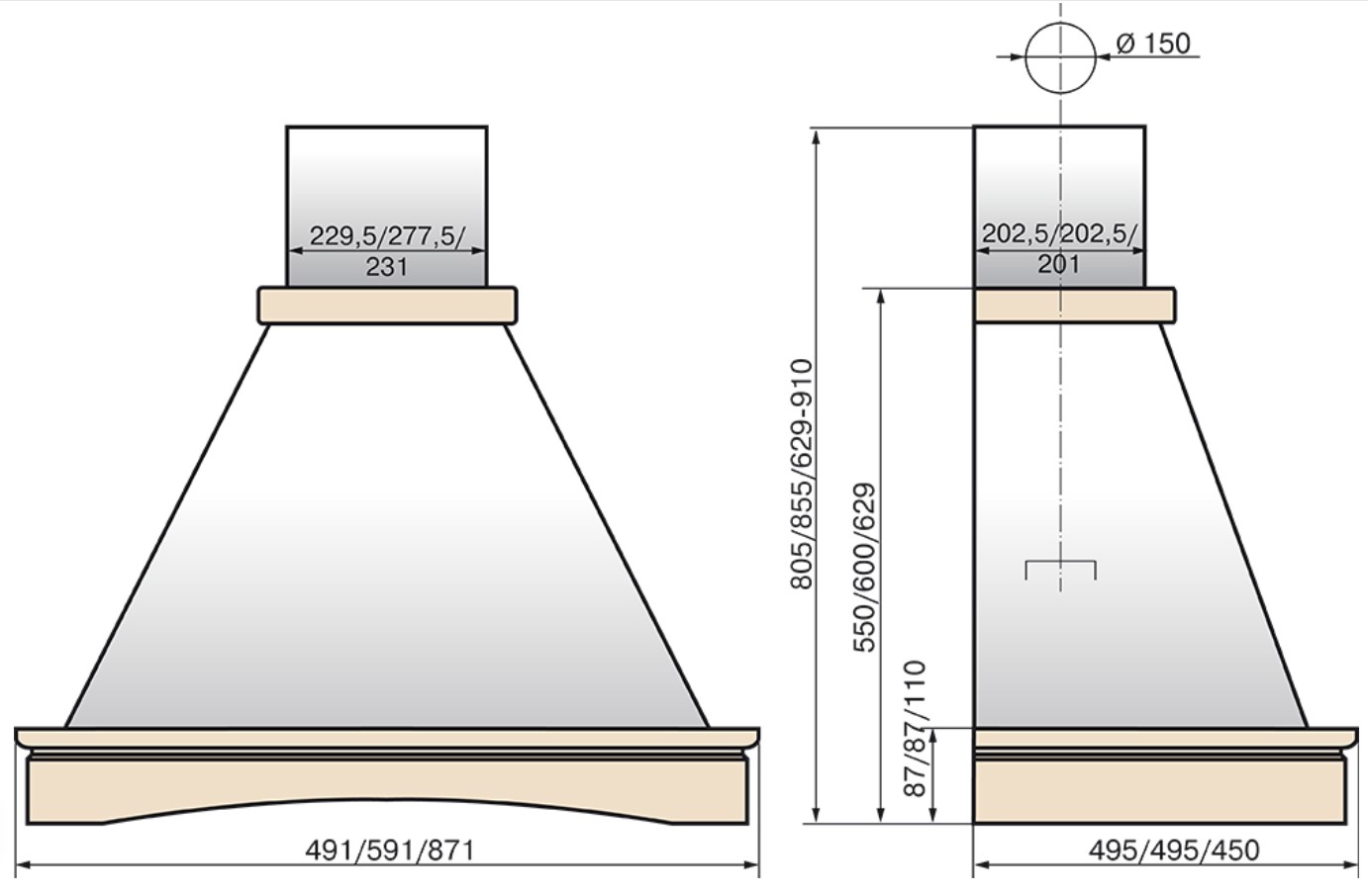 9924671 Вытяжка каминная ELIKOR Вилла 60П-650-П3Л белый STDN-0108120 - Вид №1