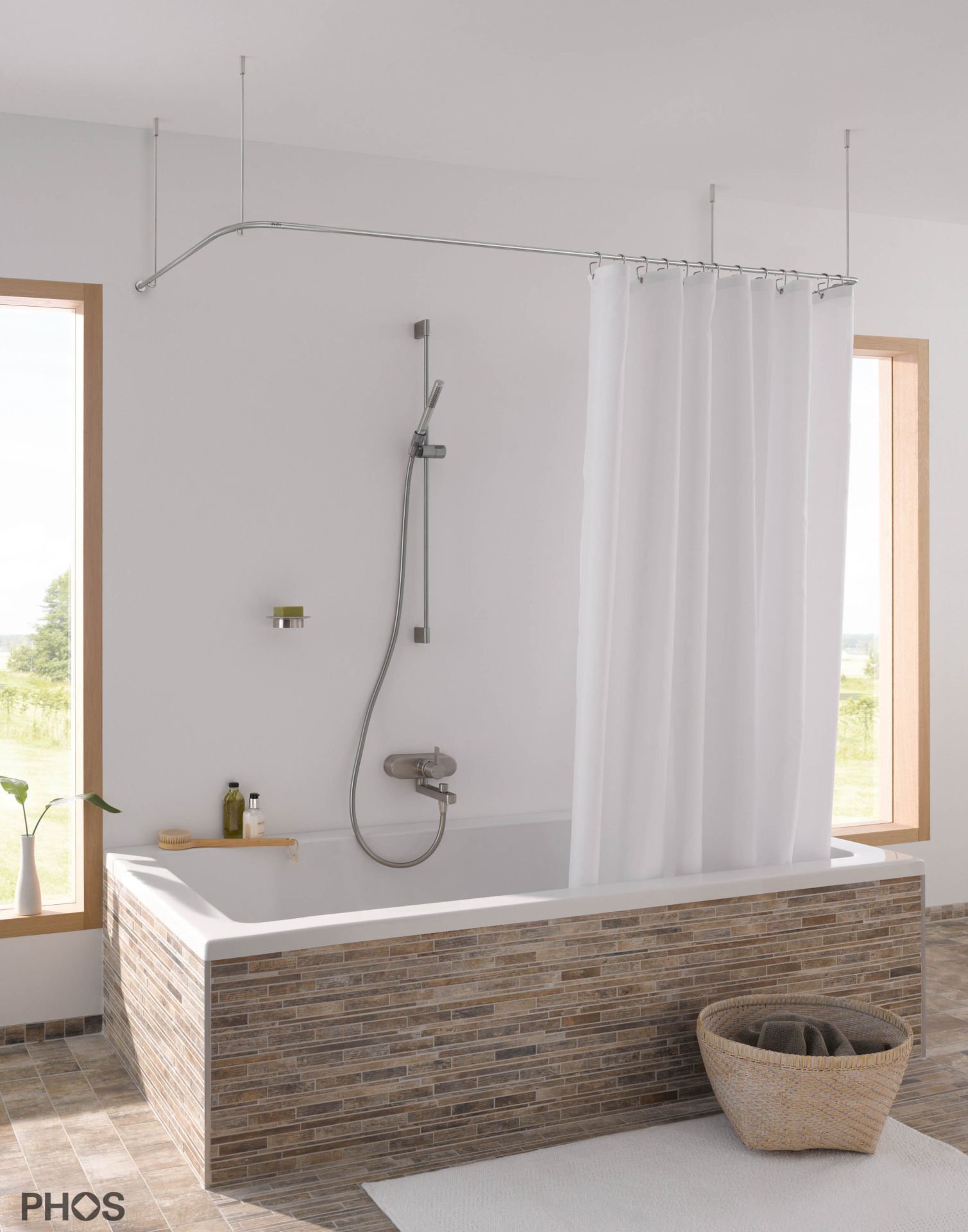 DSU1700-750F Карниз для душевой занавески U-образной формы, различных размеров, для крепления к потолку PHOS  - Вид №1