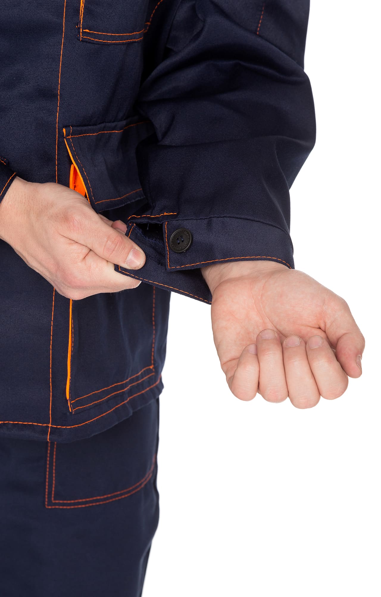 63861 Костюм "Коммунальщик" темно-синий-оранжевый с СВП (эконом)  Летняя спецодежда  размер 52-54/170-176  - Вид №14