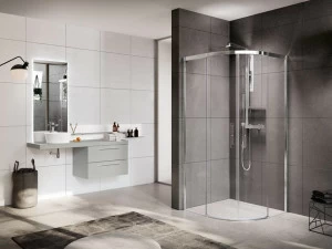 NOVELLINI Полукруглая угловая душевая кабина с раздвижной дверцей Rose rosse