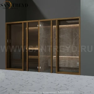 Effegibi YOKU.G SH YO.30320001 Комбинированная баня: хаммам и сауна. Установка: в нишу. Мощность: 10,5 кВт макс. Размеры: длина 342 см, ширина 170 см. Отделка: чёрный орех и темный керамогранит