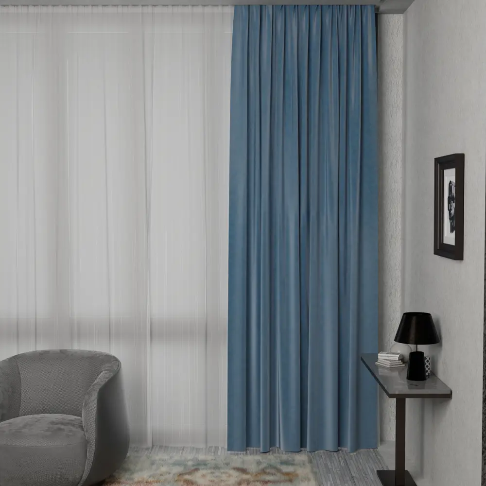 GARDEN Штора на люверсах серо-голубая 200x280 см для уютного интерьера 89390628 STLM-1568865 - Вид №4